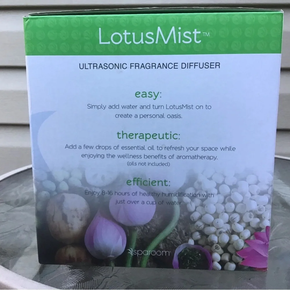 SPAROOM Ultrasonic Fragrance Diffuser ‘Lotus Mist’ + Essential Oils, All EUC!
